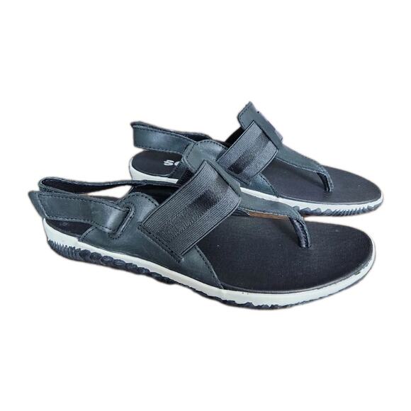 Nwot Sorel Women's Out N About Plus Thong Sandals with Ankle Strap Black Size 7 - Picture 4 of 9